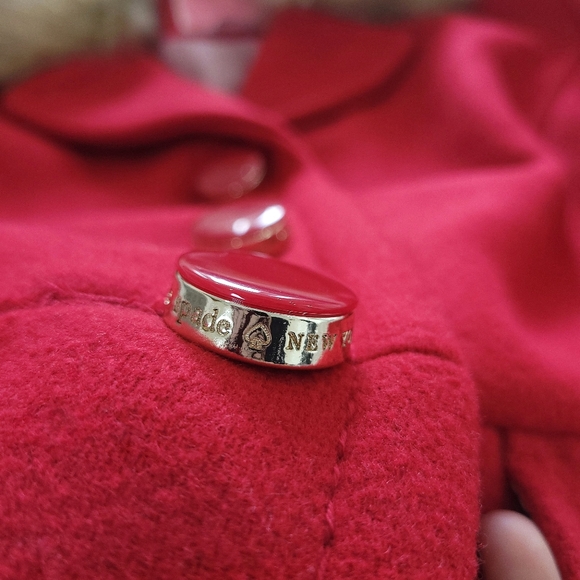 Kate Spade Red Wool Convertable Faux Fur Coat - Picture 9 of 11